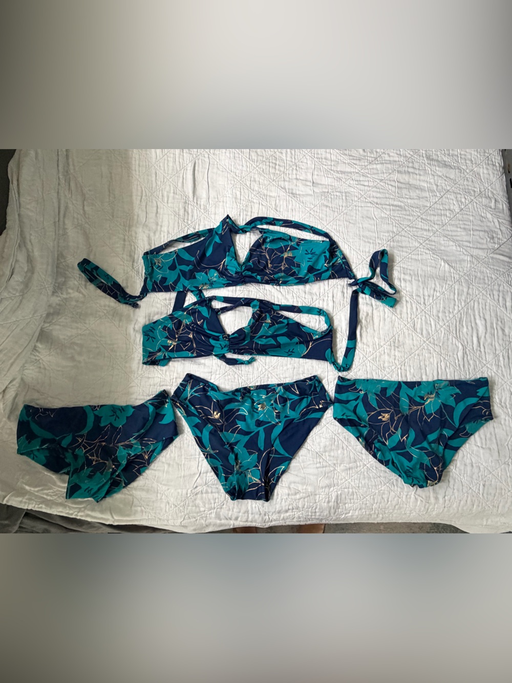 Fused Hawaii Tropical Teal & Navy Floral Women’s Bikini Set